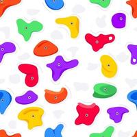 Seamless pattern of climbing grips or holds in the gym bouldering training flat style design vector illustration.