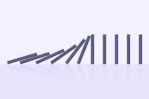 concepto de negocio de efecto dominó. línea en una fila de bloques de juego de mesa que caen de dominó ilustración vectorial de estilo plano. vector