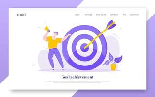 Goal achievement business concept sport target icon and arrow in the bullseye. vector