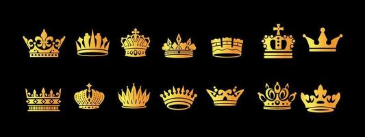 Set of gold crowns vector eps 10