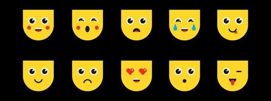 set of emoticon smile icons. Cartoon emoji set. Vector emoticon set