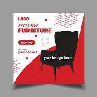 Furniture social media post template, web banner template vector