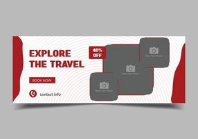plantilla de banner de redes sociales de viajes de vacaciones, plantilla de banner web vector