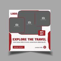 Holiday travel social media post, web banner template vector