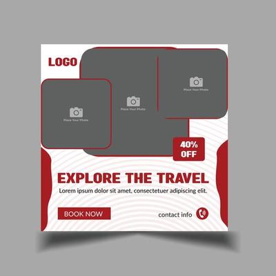 Holiday travel social media post, web banner template