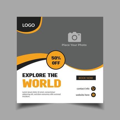 Holiday travel social media post, web banner template