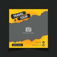 Holiday travel social media post, web banner template vector