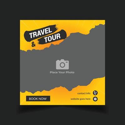 Holiday travel social media post, web banner template