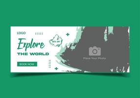 Holiday travel social media banner template, web banner template vector