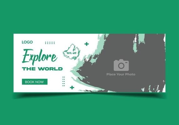 Holiday travel social media banner template, web banner template