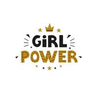 Girl power vector illustration on white background. Women's motivational slogan. Modern inscription for T-shirts, posters, postcards