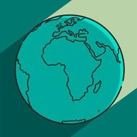 ilustración nocturna mapa del globo terráqueo del planeta con el continente africano en el símbolo de icono de contorno central vector