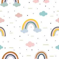 patrón impecable en el contexto de patel, el arco iris y los conceptos de diseño de nubes utilizados para imprimir, antecedentes de productos para niños, envoltura de regalos, ropa para niños, textiles, imágenes vectoriales vector