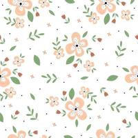 hermoso fondo de flores y hojas. motivos dispersos al azar ideas de diseño de patrones vectoriales sin fisuras utilizadas para la impresión de moda, textiles, papel de envolver fondo blanco vector