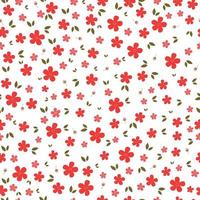 hermosas flores rojas y hojas de fondo patrón disperso, vector transparente, ideas de diseño aleatorio utilizadas para la impresión de moda, textiles, papel de regalo, fondo blanco