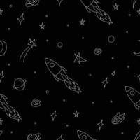 Rocket black background vector illustration