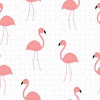 Seamless pattern Pink flamingo background illustration Cartoon character Cute animal The design idea is on the square grid pattern. Provide for publication, gift wrap, textiles, vector illustrations