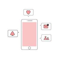 icono de teléfono móvil teléfono inteligente e icono de notificación utilizado en el diseño de sitios web. ilustración vectorial vector