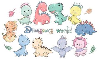 Cute Collection Dino Fossil Dinosaurs Baby kids Animal Cartoon Doodle Funny  Clipart 7036065 Vector Art at Vecteezy