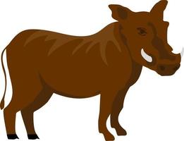 Cartoon flat warthog. Vector illustration. Wild boar. Drawing animal for children. Zoo for kids