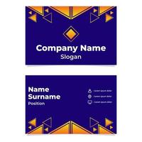abstract geometric blue orange gradient business card template design vector