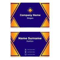 abstract geometric blue orange gradient business card template design vector