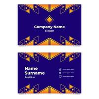 abstract geometric blue orange gradient business card template design vector