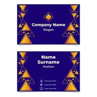 abstract geometric blue orange gradient business card template design vector