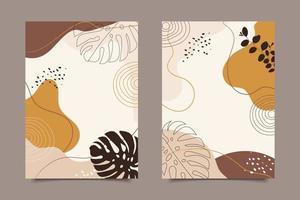Abstract modern drawing botanical with shapes in cover collection vector