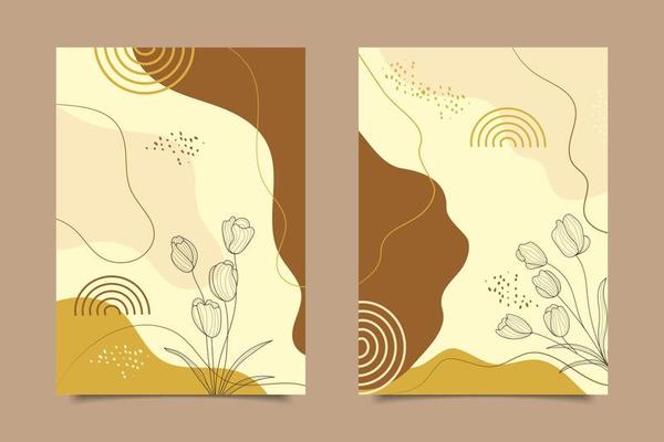 Hand draw abstract floral cover design minimalist