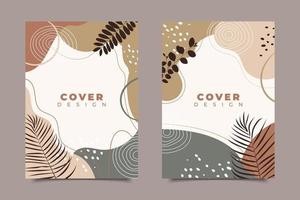 Abstract modern hand draw tropical leaves in cover collection vector
