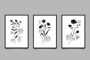 Hand draw abstract boho composition botanical leaf with shapes design vector