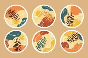 set of hand draw abstract shapes with leaves highlight story covers vector