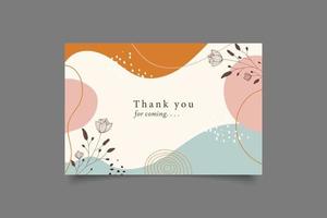 thank you wedding card template drawing minimalist collection vector