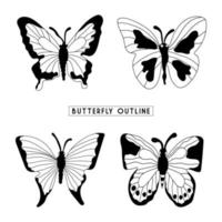 Hand draw element butterfly line art design vector