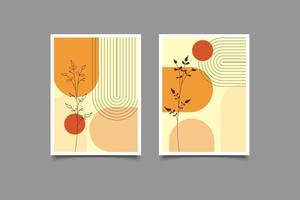 set of abstract boho contemporary with shapes poster collection vector