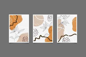 Hand draw abstract modern botanical line art printable wall decoration vector