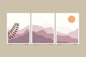 Set of abstract landscape posters in vintage style collection vector