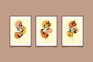 Set of abstract modern boho posters botanical organic shapes composition vector