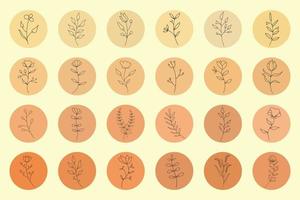 arte lineal botánico en el diseño de iconos de portadas destacadas de instagram