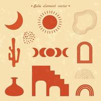 Abstract vintage style boho element vector collection