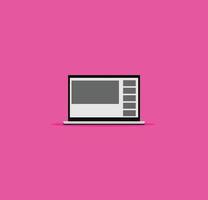 laptop cartoon illustration vector on pink background