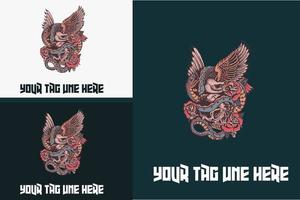 artwork design of eagle and snake vector illustration