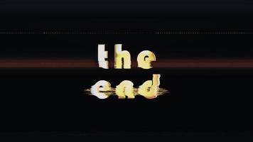 THE END  text word gold light animation video
