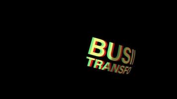 Business Transformation golden text twist with light effect video