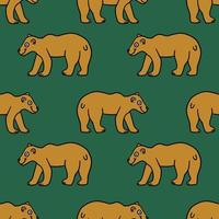 Cartoon doodle linear bear seamless pattern. Cute animal background. vector