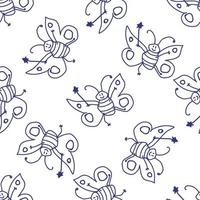 Seamless pattern with happy butterfly fairy sorceress. vector