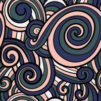 Abstract hand drawn doodle thin line wavy seamless pattern. Curly linear sky or sea messy background. vector
