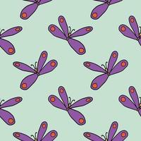 Cartoon doodle butterfly infinity background. Cute insect seamless pattern.