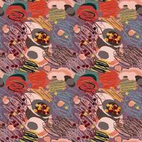 Modern hand draw colorful abstract seamless pattern with doodle geometrical shapes, circles, lines. vector